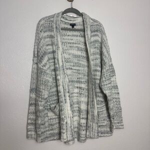 Torrid Gray‎ and White Open Knit Cardigan With Pockets